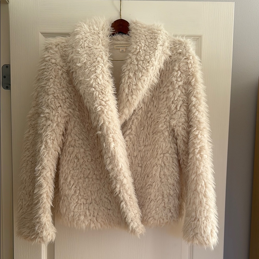 New Aeropostale Cream Teddy Jacket